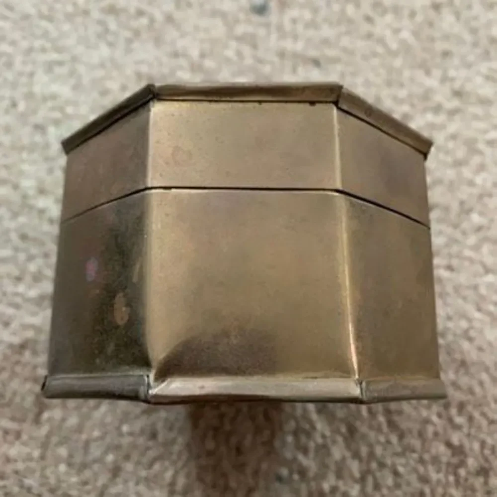 Brass 3” Octagon Trinket Box With Lid Made In India